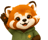 Kru the red panda, waving